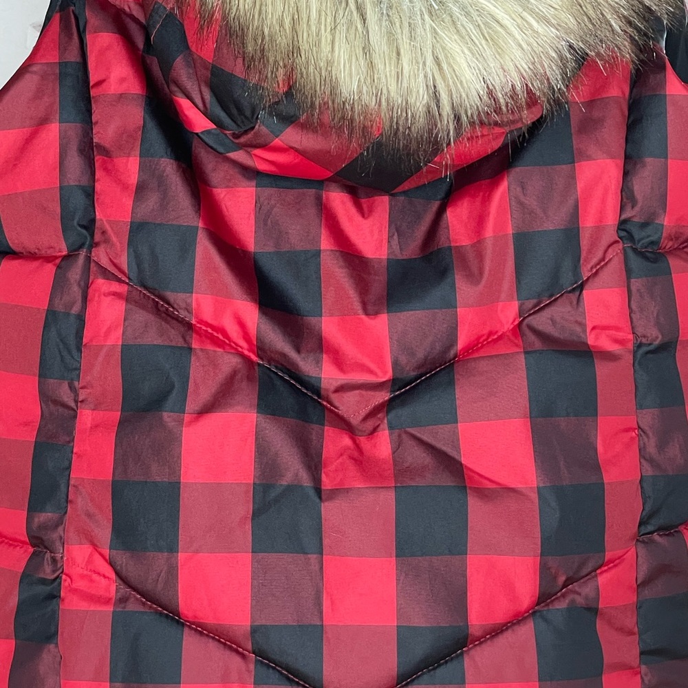 Buffalo Check Puffer Vest Fur Hoodie - Picture 4 of 6